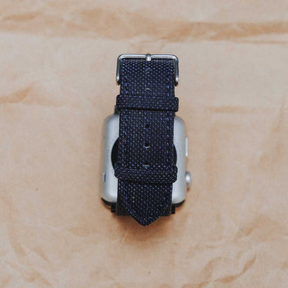 Apple Watch BLUE weave effect w GREEN/LIGHT BLUE WINDOWPANE