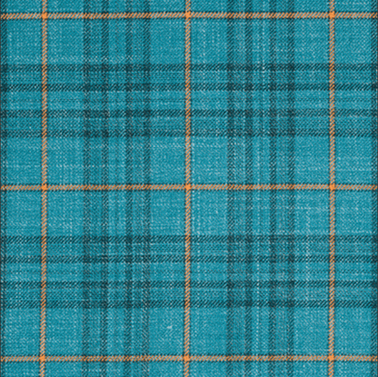 TEAL WINDOWPANE plaid WITH ORANGE deco