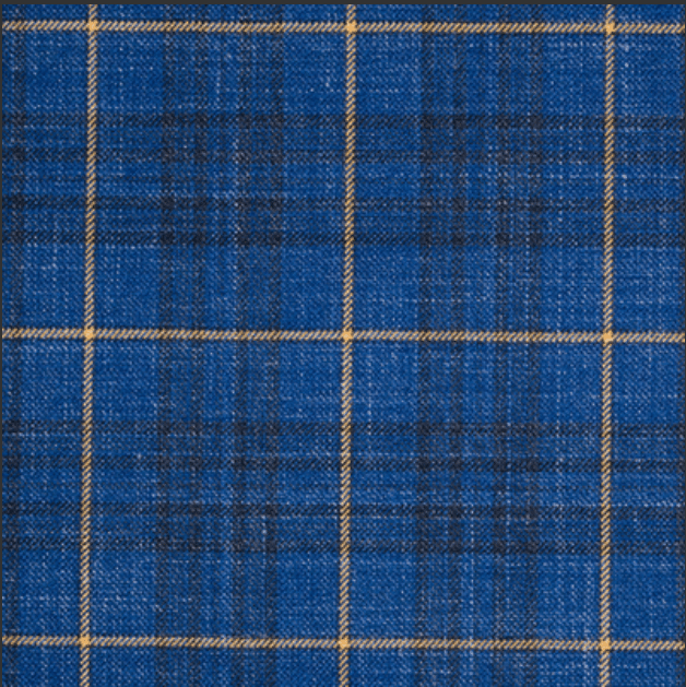 BLUE WINDOWPANE plaid WITH GOLD deco