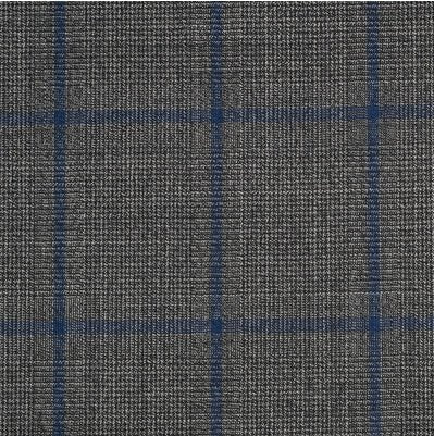 Mid Grey plaid with Blue windowpane