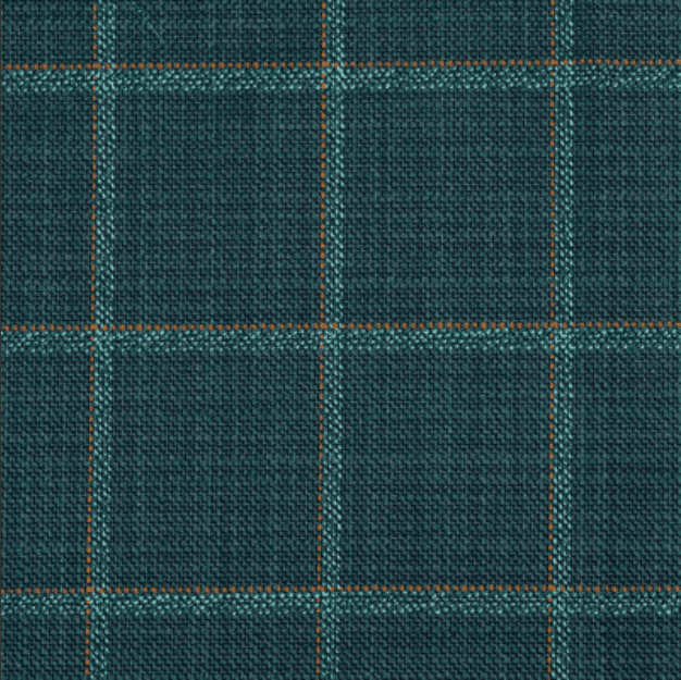 TEAL BLUE WEAVE effect with LIGHT TEAL/ BROWN windowpanes