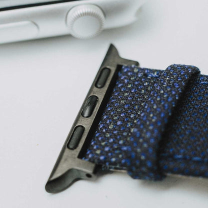 Apple Watch BLUE weave effect w GREEN/LIGHT BLUE WINDOWPANE
